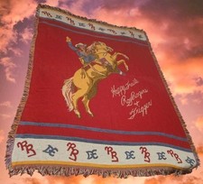 Vntg Happy Trails Roy Rogers And Trigger Tapestry Blanket 1950s Western 70x50 picture