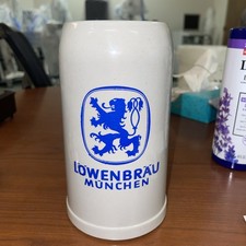 Vintage Löwenbräu Mūnchen 1L Salt Glaze Beer Stein KuF Höhr Excellent Condition picture
