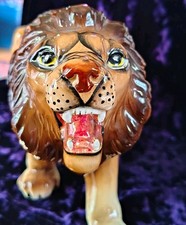 Vintage 13” MCM Ceramic Roaring Lion Figurine Japan Porcelain Hollywood Regency picture