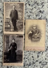 3 CDV Photo Lot Lawrence MA Cabinet Card Sepia Antique Victorian Family AM Bean picture