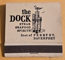 The Dock Steak Seafood Restaurant Davenport Iowa Vtg Unused Matchbook AS IS EG  picture