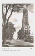 RIVERSIDE CHURCH CATHEDRAL REAL PHOTO POSTCARD NY NEW YORK CITY 1930s RPPC picture