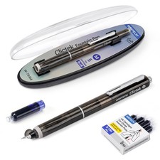 WRITECH Clictek Fountain Pen Retractable: Medium Nib Blue Ink Transparent Barrel picture