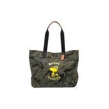 COACH Peanuts Snoopy’s Woodstock Camo Canvas Leather Tote Bag EUC Happy Camper picture