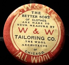 Vintage Advertising Celluloid Pocket Mirror W & W TAILORING CO Chicago Tailor picture