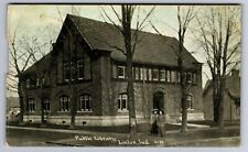 C.1907 LINTON, IN INDIANA PUBLIC LIBRARY, WOLF SIGN, TO RUPPENTHAL Postcard P42 picture