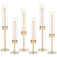 Sziqiqi Hurricane Candle Holders 6 Pcs Gold for Wedding Christmas picture