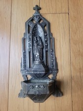 ViNTAGE HOLY WATER METAL WALL PLAQUE MADE IN FRANCE INTERNATIONAL SALE picture