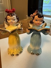 Vintage Wales Ceramic Christmas Angel Choir Girls-pair, Carolers picture