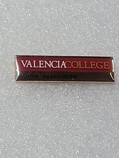 Valencia College Alumni Association Lapel Hat Pin Gold Toned Enamel Red picture