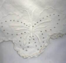 Vintage Handmade Round Tablecloth Lace Butterflies picture