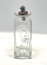 Jody Fine Art Glass Bottle Decanter Marble Stopper Signed Fine 96 9