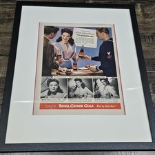 Framed Vintage Royal Crown Cola Advertisement – Linda Darnell WWII Era Hollywood picture