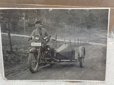 Vtg German motorcycle with side card real photo picture