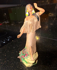 DHM 1992 Native American Woman Resin Figurine Painted & Signed Collectible picture
