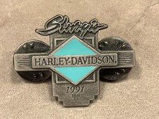 Harley Davidson Sturgis Silver Turquoise Jacket Vest Pin 1991 picture