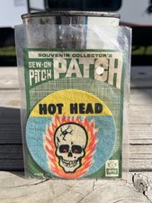 Vintage IMPKO Hot Head Flaming Skull Sew On Patch 1960s Hot Rod NOS⁠ picture