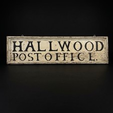 One Of A Kind Vintage Hand Painted Wooden Hallwood VA Post Office Sign Antique picture