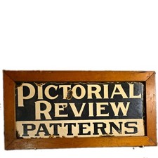 Antique Pictorial Review Patterns Double Sided Porcelain Sign Wood Frame picture