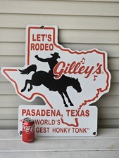 VINTAGE GILLEY'S PORCELAIN SIGN OLD PASADENA TEXAS DANCE CLUB HONKY TONK 24