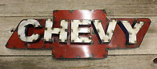Recycled Tin Metal CHEVY Bow Tie Sign Gas Oil Garage Man Cave Home Decor picture