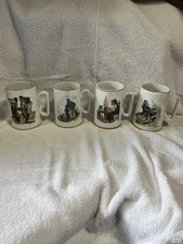 Vintage 1985 Long John Silvers Set 4 Norman Rockwell Seafarers   Coffee Mugs picture