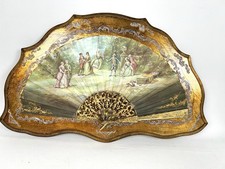 WOW VINTAGE *Gold WOOD Figural People FAN Florentine Italy ITALIAN Antique RARE picture