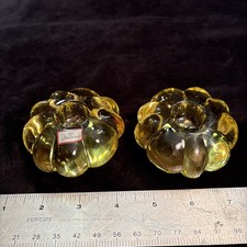 Pair Signed Baccarat France Rare Yellow Crystal Candlestick Holders Nice Freshp picture