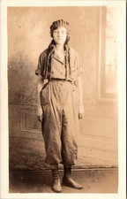 Postcard Real Photo RPPC Woman with Cap and Long Braids Elmira New York picture