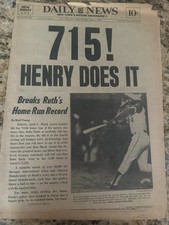 NY Daily News Hank Aaron hits 714/5 picture
