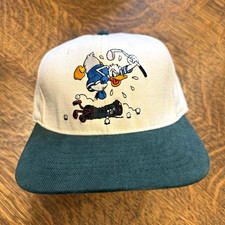 Vintage Disney Donald Duck Golf Hat Snapback Cap Goofys Hat 90s DS Cream Green picture