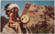 Vintage Postcard Mt Rushmore Black Hills South Dakota Native American AA27 picture