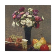 Henri Fantin-Latour - Asters and Fruit on a Table - 1868 - Canvas Wall Art picture