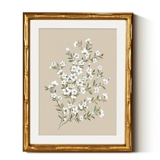 WHASAYART Vintage Flower Gold Bamboo Textured Framed Print Wall Art 11