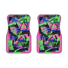 90's Neon Abstract Collage Car Floor Mats | Retro Arcade Style Pattern 2pc. picture