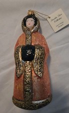 Vintage Larry Fraga Christmas Ornament Dresden Dove Woman Glitter picture