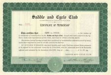 Saddle and Cycle Club - Sports Membership Certificate - Sports Stocks & Bonds picture