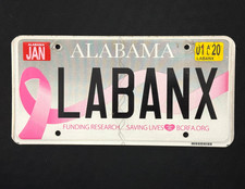 2020 Alabama BCRFA Breast Cancer Rsearch License Plate LABANX ..... Personalized picture
