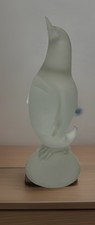 Vintage Murano Glass Penguin 11” White Frost Glass Crystal Made In Mexico picture