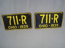Rare set of Vintage 1935 Ohio Shorty License Plates 711-R picture