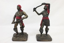 Vtg Artemetalica Swashbuckler Pirate Male Female Bookends Cast Metal 10