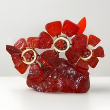 Nice Rare Cherry Red Lucite Flowers 60s Mid Century Vintage MCM Decor Bouquet picture