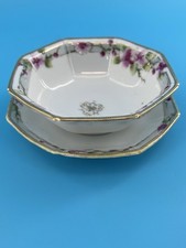 Absolutely Beautiful Vintage Hand Painted Nippon Octagonal Bowl and Saucer-Gold picture