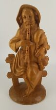 Vintage Hand Carved Man Playing Bagpipes On Fence 12.5 Inch South American picture