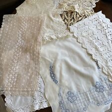 Vintage Lot of 8 Table Covers Cotton Crochet Embroidered Lace Assorted Sizes picture