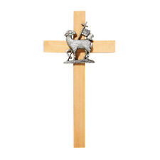 Lamb of God Pewter and Wood Reconciliation Cross picture