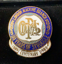 Vintage 1989 NATSOPA London Machine Branch Centenary Enamel Badge no 0586  vgc picture