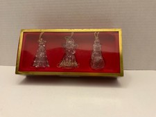 vintage Gorham Holiday Tradition Since 1831 Set of 3 Crystal Christmas Ornaments picture
