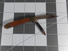 Vintage Barlow Style 2 Blade Pocket Knife Wood Handle Stainless Steel picture