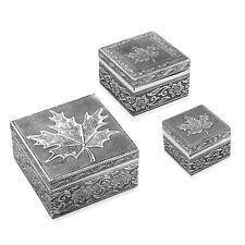 Set of 3 Handcrafted Oxidized Aluminium Nested Jewelry Organizer Box Storage picture